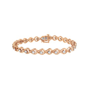Bids.com .925 Sterling Silver 1/4 Cttw Diamond Miracle-Set Teardrop Shaped 7â€ Link Bracelet (I-J Color, I3 Clarity) Bracelets White Smoke 7 / Rose.Sterling Silver