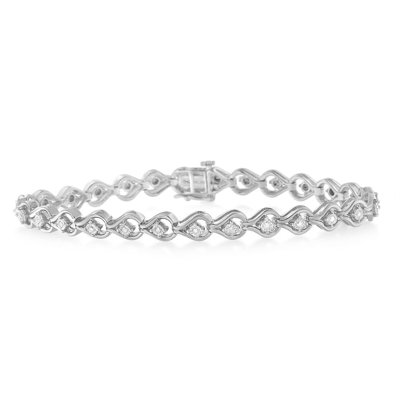 Bids.com .925 Sterling Silver 1/4 Cttw Diamond Miracle-Set Teardrop Shaped 7â€ Link Bracelet (I-J Color, I3 Clarity) Bracelets White Smoke 7 / White.Sterling Silver