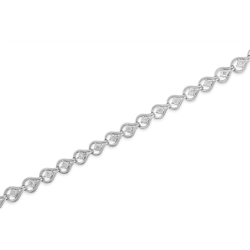Bids.com .925 Sterling Silver 1/4 Cttw Diamond Miracle-Set Teardrop Shaped 7â€ Link Bracelet (I-J Color, I3 Clarity) Bracelets White Smoke 7 / Rose.Sterling Silver,7 / White.Sterling Silver