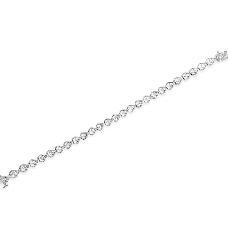 Bids.com .925 Sterling Silver 1/4 Cttw Diamond Miracle-Set Teardrop Shaped 7â€ Link Bracelet (I-J Color, I3 Clarity) Bracelets White Smoke 7 / Rose.Sterling Silver,7 / White.Sterling Silver