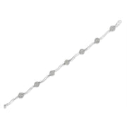 Bids.com .925 Sterling Silver 1.0 cttw Miracle-Set Diamond 7 Stone Floral Cluster Link Bracelet (I-J Color, I3 Clarity) -7" Bracelets White Smoke White.Sterling Silver / 7