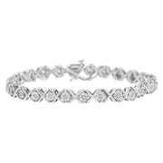 Bids.com .925 Sterling Silver 1/4 Cttw Miracle Set Diamond "X" Link Bracelet (I-J Color, I3 Clarity) - 7.25" Bracelets White Smoke White.Sterling Silver / 7.25