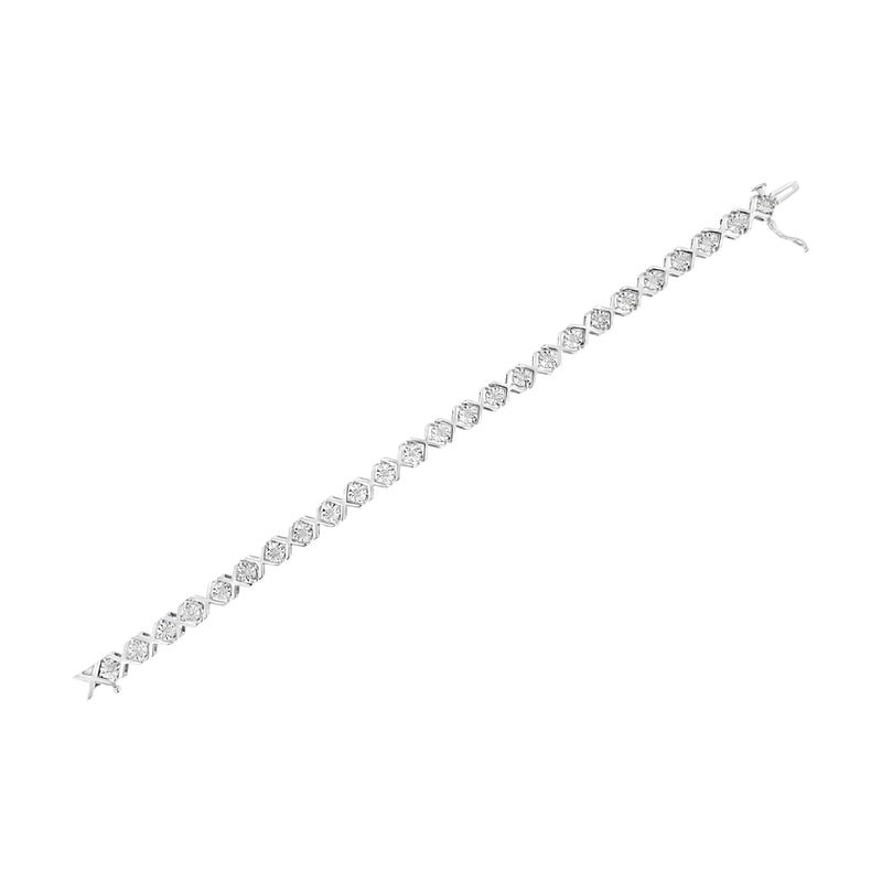 Bids.com .925 Sterling Silver 1/4 Cttw Miracle Set Diamond "X" Link Bracelet (I-J Color, I3 Clarity) - 7.25" Bracelets White Smoke White.Sterling Silver / 7.25