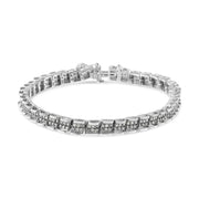 Bids.com .925 Sterling Silver 2.0 Cttw Diamond 7" Round Miracle Plate Link Bracelet (I-J Color, I2-I3 Clarity) Bracelets White Smoke White.Sterling Silver / 7