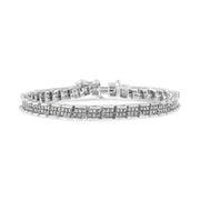 Bids.com .925 Sterling Silver 2.0 Cttw Diamond 7" Round Miracle Plate Link Bracelet (I-J Color, I2-I3 Clarity) Bracelets White Smoke White.Sterling Silver / 7