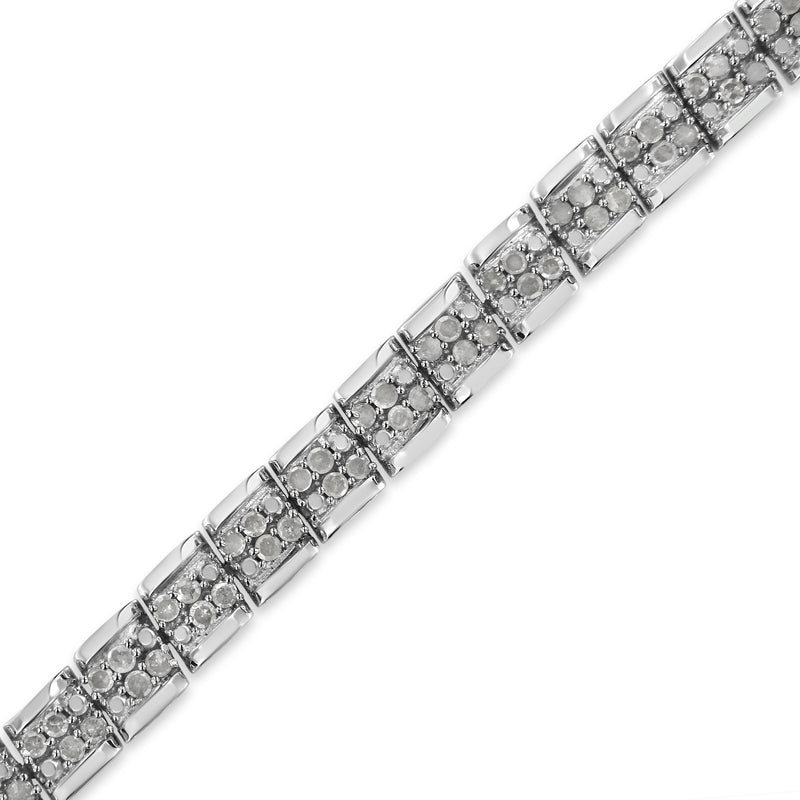 Bids.com .925 Sterling Silver 2.0 Cttw Diamond 7" Round Miracle Plate Link Bracelet (I-J Color, I2-I3 Clarity) Bracelets White Smoke White.Sterling Silver / 7
