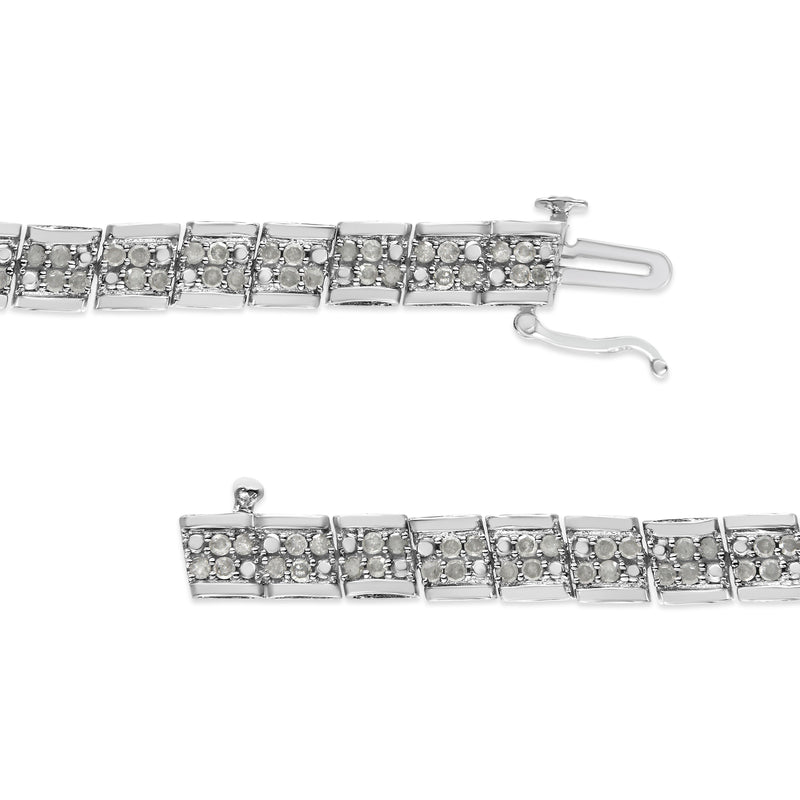 Bids.com .925 Sterling Silver 2.0 Cttw Diamond 7" Round Miracle Plate Link Bracelet (I-J Color, I2-I3 Clarity) Bracelets White Smoke White.Sterling Silver / 7