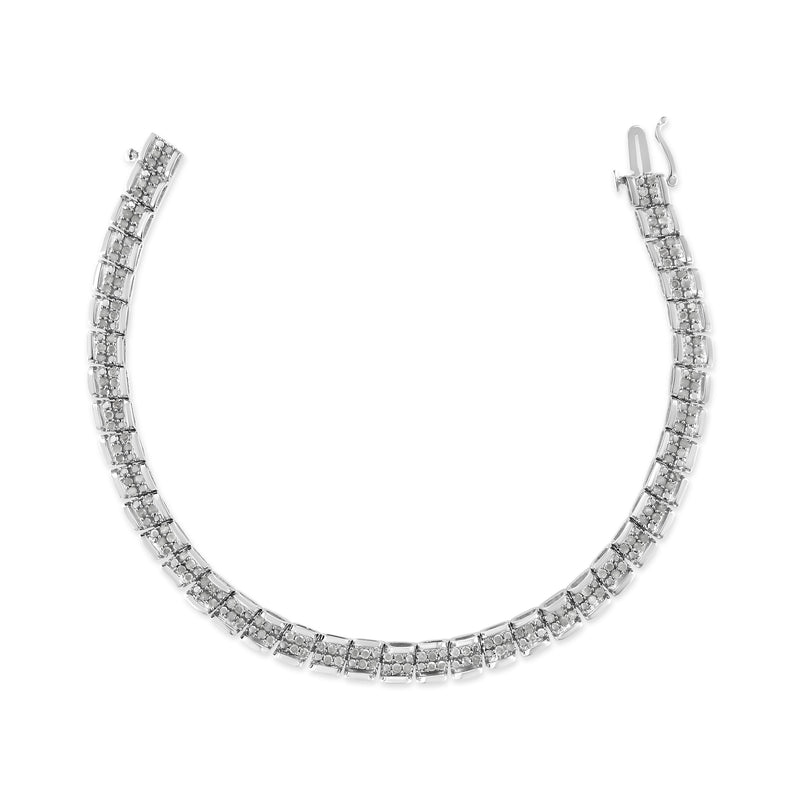 Bids.com .925 Sterling Silver 2.0 Cttw Diamond 7" Round Miracle Plate Link Bracelet (I-J Color, I2-I3 Clarity) Bracelets White Smoke White.Sterling Silver / 7