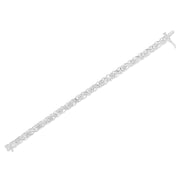 Bids.com .925 Sterling Silver 1.0 Cttw Round-Brilliant and Baguette Cut Diamond Miracle-Set X-Link 7" Tennis Bracelet (I-J Color, I2-I3 Clarity) Bracelets White Smoke White.Sterling Silver / 7