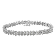 Bids.com .925 Sterling Silver 1.0 cttw Diamond "Arrow" Shape Tennis Link Bracelet (I-J Color, I3 Clarity) -7.25" Bracelets White Smoke White.Sterling Silver / 7.25