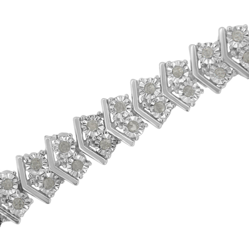 Bids.com .925 Sterling Silver 1.0 cttw Diamond "Arrow" Shape Tennis Link Bracelet (I-J Color, I3 Clarity) -7.25" Bracelets White Smoke White.Sterling Silver / 7.25