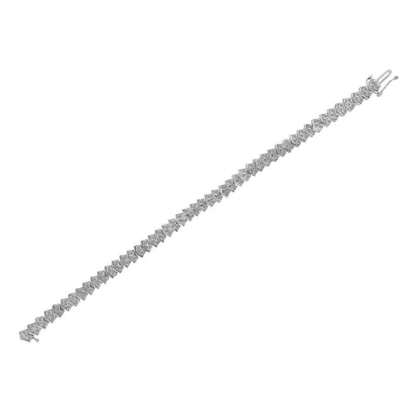 Bids.com .925 Sterling Silver 1.0 cttw Diamond "Arrow" Shape Tennis Link Bracelet (I-J Color, I3 Clarity) -7.25" Bracelets White Smoke White.Sterling Silver / 7.25
