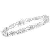 Bids.com .925 Sterling Silver 1.0 Cttw Round-Cut and Baguette-Cut Diamond X-Link Bracelet (I-J Color, I1-I2 Clarity) - 7" Bracelets White Smoke White.Sterling Silver / 7