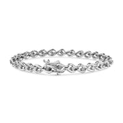 Bids.com .925 Sterling Silver 1/10 Cttw Round-Cut Diamond Links of Flame Bracelet (I-J Color, I3) - 7.25" Bracelets White Smoke White.Sterling Silver / 7.25