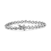 Bids.com .925 Sterling Silver 1/10 Cttw Round-Cut Diamond Links of Flame Bracelet (I-J Color, I3) - 7.25" Bracelets White Smoke White.Sterling Silver / 7.25