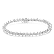 Bids.com .925 Sterling Silver 1/2 Cttw Diamond Miracle-Set 7" Tennis Bracelet (I-J Color, I3 Clarity) Bracelets White Smoke White.Sterling Silver / 7