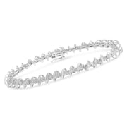 Bids.com .925 Sterling Silver 1/2 Cttw Diamond Miracle-Set 7" Tennis Bracelet (I-J Color, I3 Clarity) Bracelets White Smoke White.Sterling Silver / 7