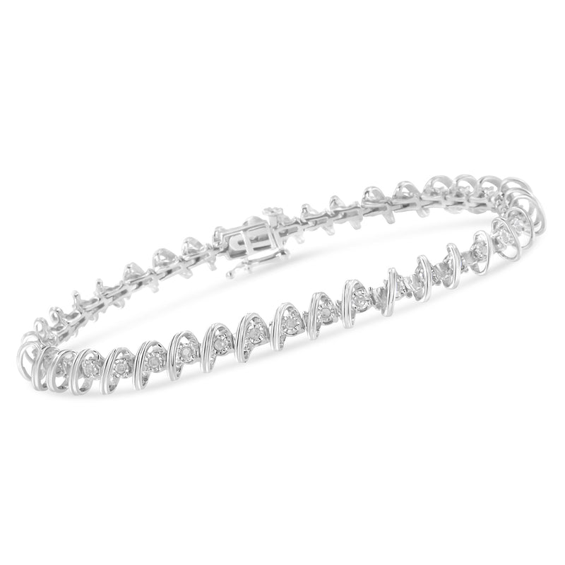Bids.com .925 Sterling Silver 1/2 Cttw Diamond Miracle-Set 7" Tennis Bracelet (I-J Color, I3 Clarity) Bracelets White Smoke White.Sterling Silver / 7