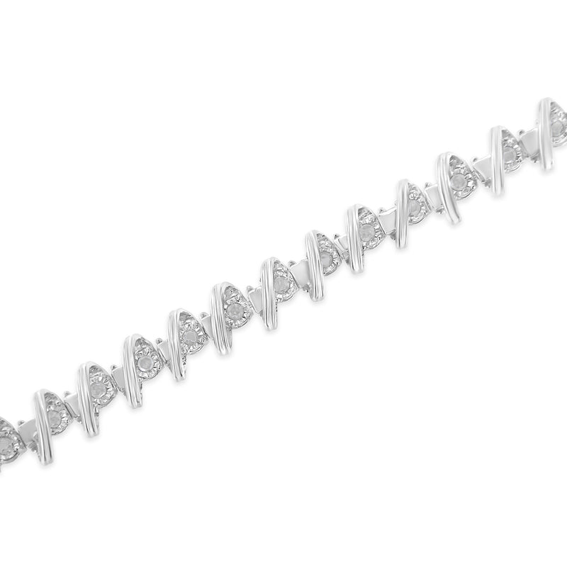 Bids.com .925 Sterling Silver 1/2 Cttw Diamond Miracle-Set 7" Tennis Bracelet (I-J Color, I3 Clarity) Bracelets White Smoke White.Sterling Silver / 7