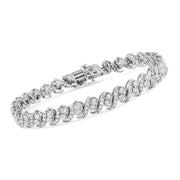 Bids.com .925 Sterling Silver 2.0 Cttw Round-Cut Diamond "S" Link Bracelet (I-J Color, I3 Clarity) - 7.25" Bracelets White Smoke White.Sterling Silver / 7.25