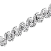 Bids.com .925 Sterling Silver 2.0 Cttw Round-Cut Diamond "S" Link Bracelet (I-J Color, I3 Clarity) - 7.25" Bracelets White Smoke White.Sterling Silver / 7.25