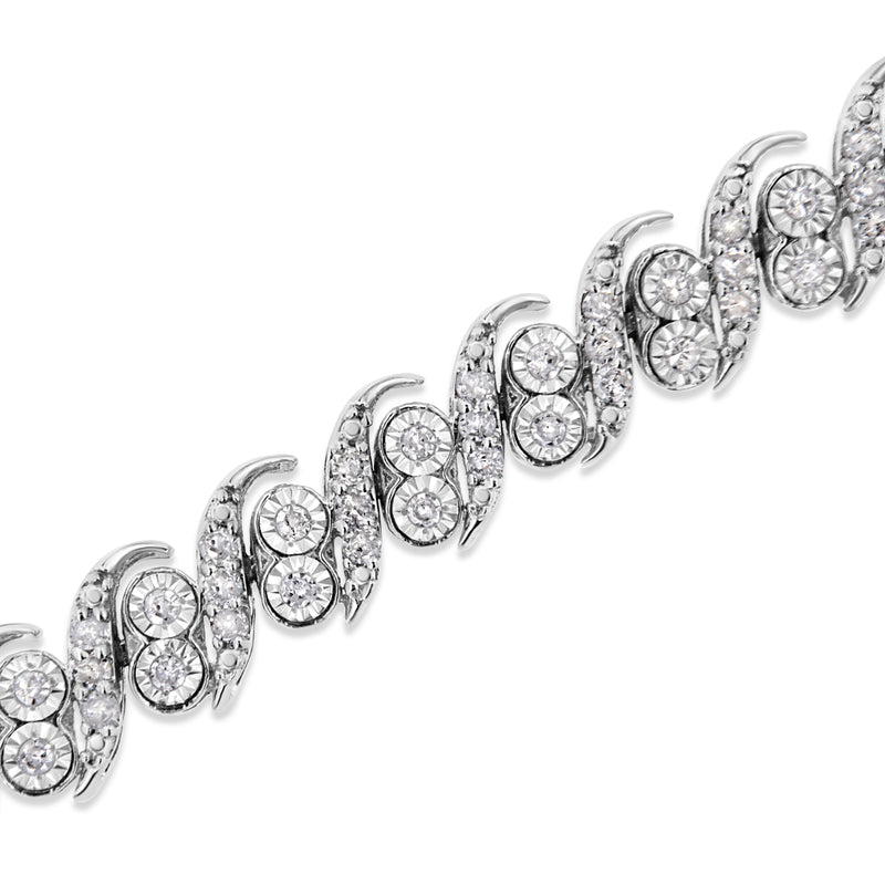 Bids.com .925 Sterling Silver 2.0 Cttw Round-Cut Diamond "S" Link Bracelet (I-J Color, I3 Clarity) - 7.25" Bracelets White Smoke White.Sterling Silver / 7.25