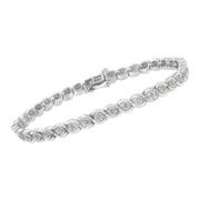 Bids.com .925 Sterling Silver 1.0 cttw Miracle Set Diamond Spiraling Bezel Link Bracelet(I-J Color, I3 Clarity) -7.25" Bracelets White Smoke White.Sterling Silver / 7.25