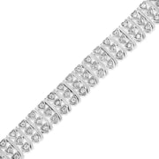 Bids.com .925 Sterling Silver 1.00 Cttw Diamond Multi Row Heart Link Bracelet (H-I Color, I1-I2 Clarity) - 7.25" Inches Bracelets White Smoke White.Sterling Silver / 7.25