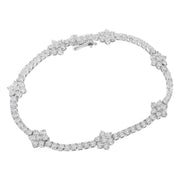 Bids.com .925 Sterling Silver 1.0 cttw Miracle-Set Diamond Floral Station Tennis Bracelet (I-J Color, I3 Clarity) - 7-1/2" Bracelets White Smoke White.Sterling Silver / 7.5