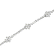 Bids.com .925 Sterling Silver 1.0 cttw Miracle-Set Diamond Floral Station Tennis Bracelet (I-J Color, I3 Clarity) - 7-1/2" Bracelets White Smoke White.Sterling Silver / 7.5