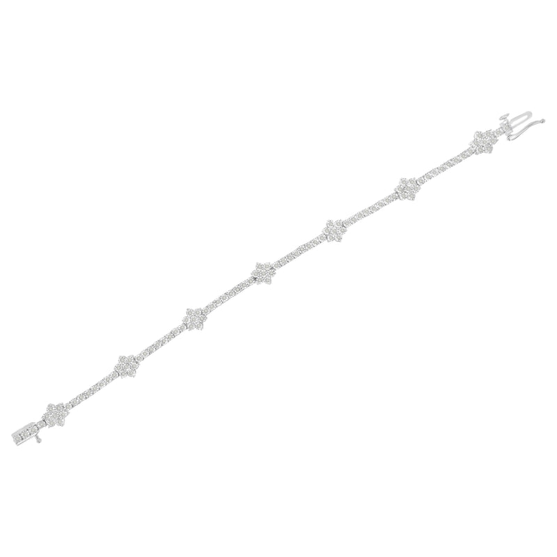 Bids.com .925 Sterling Silver 1.0 cttw Miracle-Set Diamond Floral Station Tennis Bracelet (I-J Color, I3 Clarity) - 7-1/2" Bracelets White Smoke White.Sterling Silver / 7.5