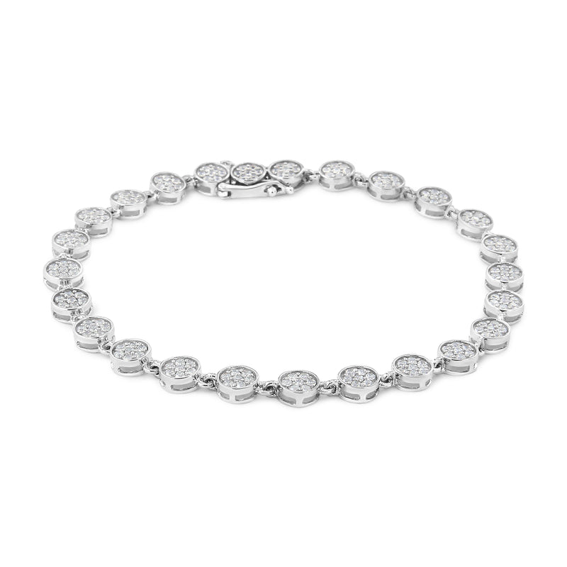 Bids.com .925 Sterling Silver 2.0 Cttw Round Diamond Link Bracelet (G-H Color, I1-I2 Clarity) - 7.25" Bracelets White Smoke White.Sterling Silver / 7.25