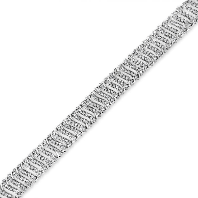 Bids.com .925 Sterling Silver 5.00 Cttw Round-Cut Diamond "S" Link Bracelet (I-J Color, I3 Clarity) - Size 7.25 Bracelets White Smoke White.Sterling Silver / 7.25