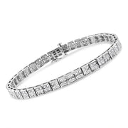 Bids.com .925 Sterling Silver 2 Cttw Prong Set Round-Cut Diamond 4 Stone Box Link Bracelet (I-J Color, I3 Clarity) - 7.25" Bracelets White Smoke White.Sterling Silver / 7.25