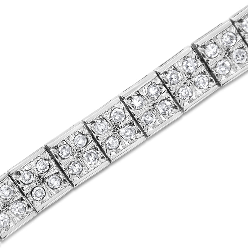 Bids.com .925 Sterling Silver 2 Cttw Prong Set Round-Cut Diamond 4 Stone Box Link Bracelet (I-J Color, I3 Clarity) - 7.25" Bracelets White Smoke White.Sterling Silver / 7.25