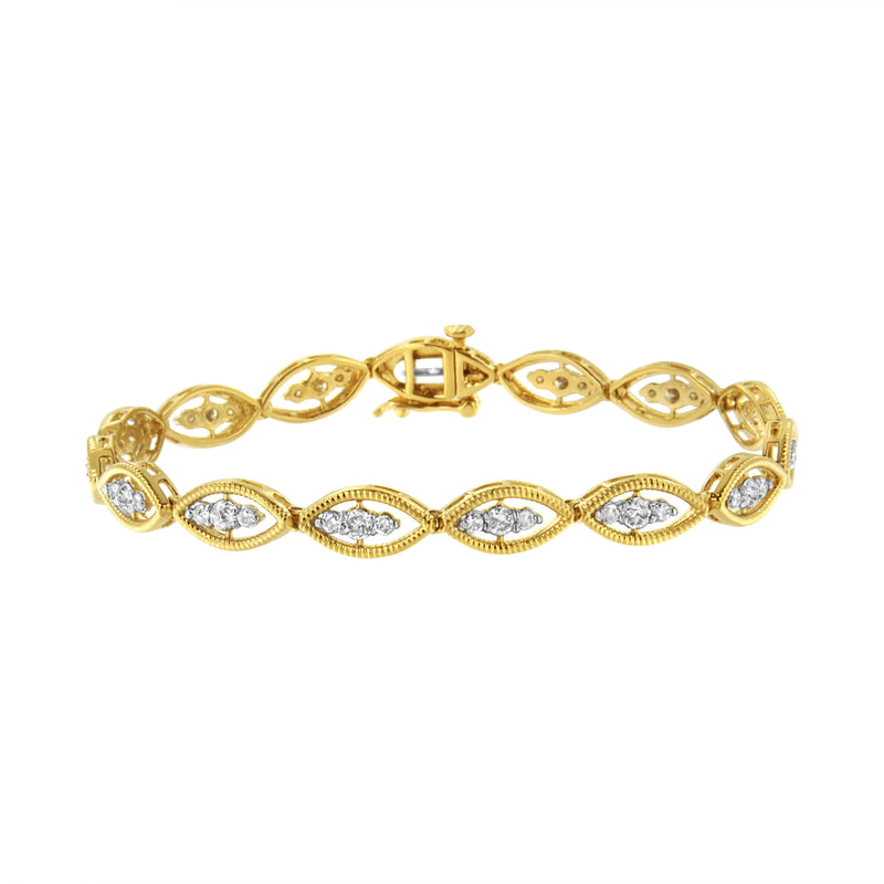 Bids.com 10K Yellow Gold Plated .925 Sterling Silver 1 cttw Prong Set Round-Cut Diamond Link Bracelet (J-K Color, I1-I2 Clarity) - 7.25" Bracelets White Smoke Yellow.Sterling Silver / 7.25