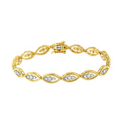 Bids.com 10K Yellow Gold Plated .925 Sterling Silver 1 cttw Prong Set Round-Cut Diamond Link Bracelet (J-K Color, I1-I2 Clarity) - 7.25" Bracelets White Smoke Yellow.Sterling Silver / 7.25