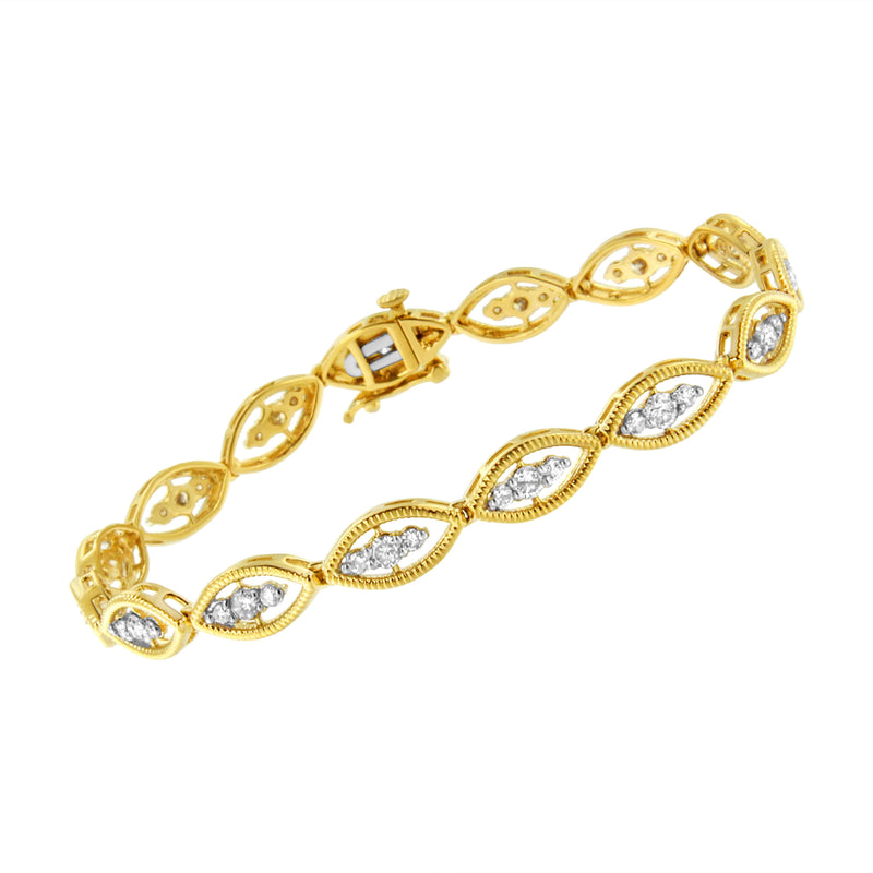 Bids.com 10K Yellow Gold Plated .925 Sterling Silver 1 cttw Prong Set Round-Cut Diamond Link Bracelet (J-K Color, I1-I2 Clarity) - 7.25" Bracelets White Smoke Yellow.Sterling Silver / 7.25