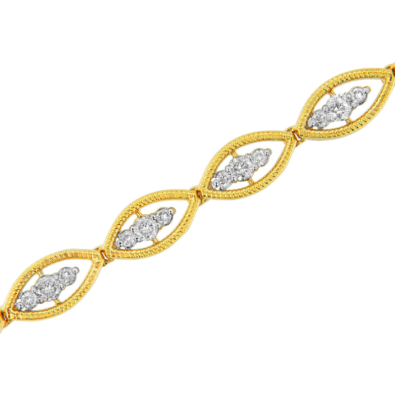 Bids.com 10K Yellow Gold Plated .925 Sterling Silver 1 cttw Prong Set Round-Cut Diamond Link Bracelet (J-K Color, I1-I2 Clarity) - 7.25" Bracelets White Smoke Yellow.Sterling Silver / 7.25