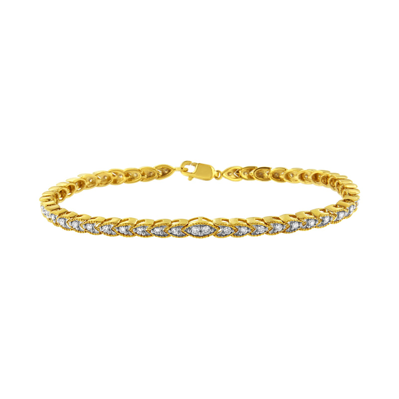 Bids.com 10K Yellow Gold Plated .925 Sterling Silver 1 cttw Prong-Set Diamond Pear Shape Link Bracelet (I-J Color, I1-I2 Clarity) - 7.25" Bracelets White Smoke Yellow.Sterling Silver / 7.25