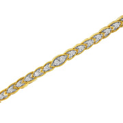 Bids.com 10K Yellow Gold Plated .925 Sterling Silver 1 cttw Prong-Set Diamond Pear Shape Link Bracelet (I-J Color, I1-I2 Clarity) - 7.25" Bracelets White Smoke Yellow.Sterling Silver / 7.25