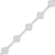 Bids.com .925 Sterling Silver 3.0 Cttw Diamond Halo Square Shape Link Bracelet (I-J Color, I3 Clarity) - 7.25" Bracelets White Smoke White.Sterling Silver / 7.25