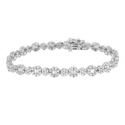Bids.com 10K White Gold 4.0 cttw Brilliant Round-cut and Baguette Diamond Floral Cluster Link Bracelet (I-J Clarity, I1-I2 Color) - Size 7" Bracelets White Smoke White.Gold / 7