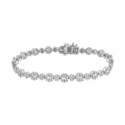 Bids.com 10K White Gold 4.0 cttw Brilliant Round-cut and Baguette Diamond Floral Cluster Link Bracelet (I-J Clarity, I1-I2 Color) - Size 7" Bracelets White Smoke White.Gold / 7