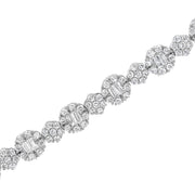 Bids.com 10K White Gold 4.0 cttw Brilliant Round-cut and Baguette Diamond Floral Cluster Link Bracelet (I-J Clarity, I1-I2 Color) - Size 7" Bracelets White Smoke White.Gold / 7