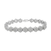 Bids.com .925 Sterling Silver 2.0 cttw Diamond 7 Stone Floral Cluster Link Bracelet (I-J Color, I3 Clarity) -7.25" Bracelets White Smoke White.Sterling Silver / 7.25