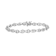 Bids.com .925 Sterling Silver 1/10 Cttw Miracle-Set Diamond Pear Shape and Bezel Link Bracelet (I-J Color, I3 Clarity) - 7.25" Bracelets White Smoke White.Sterling Silver / 7.25