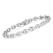 Bids.com .925 Sterling Silver 1/10 Cttw Miracle-Set Diamond Pear Shape and Bezel Link Bracelet (I-J Color, I3 Clarity) - 7.25" Bracelets White Smoke White.Sterling Silver / 7.25