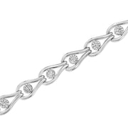 Bids.com .925 Sterling Silver 1/10 Cttw Miracle-Set Diamond Pear Shape and Bezel Link Bracelet (I-J Color, I3 Clarity) - 7.25" Bracelets White Smoke White.Sterling Silver / 7.25