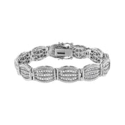 Bids.com .925 Sterling Silver 3.0 Cttw Prong Set Diamond Art Deco Style Tennis Bracelet (I-J Color, I2-I3 Clarity) - 7.25" Bracelets White Smoke White.Sterling Silver / 7.25